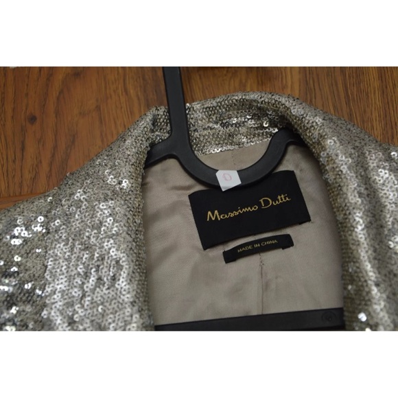 Massimo Dutti Silver Sequin Blazer - Picture 6 of 9